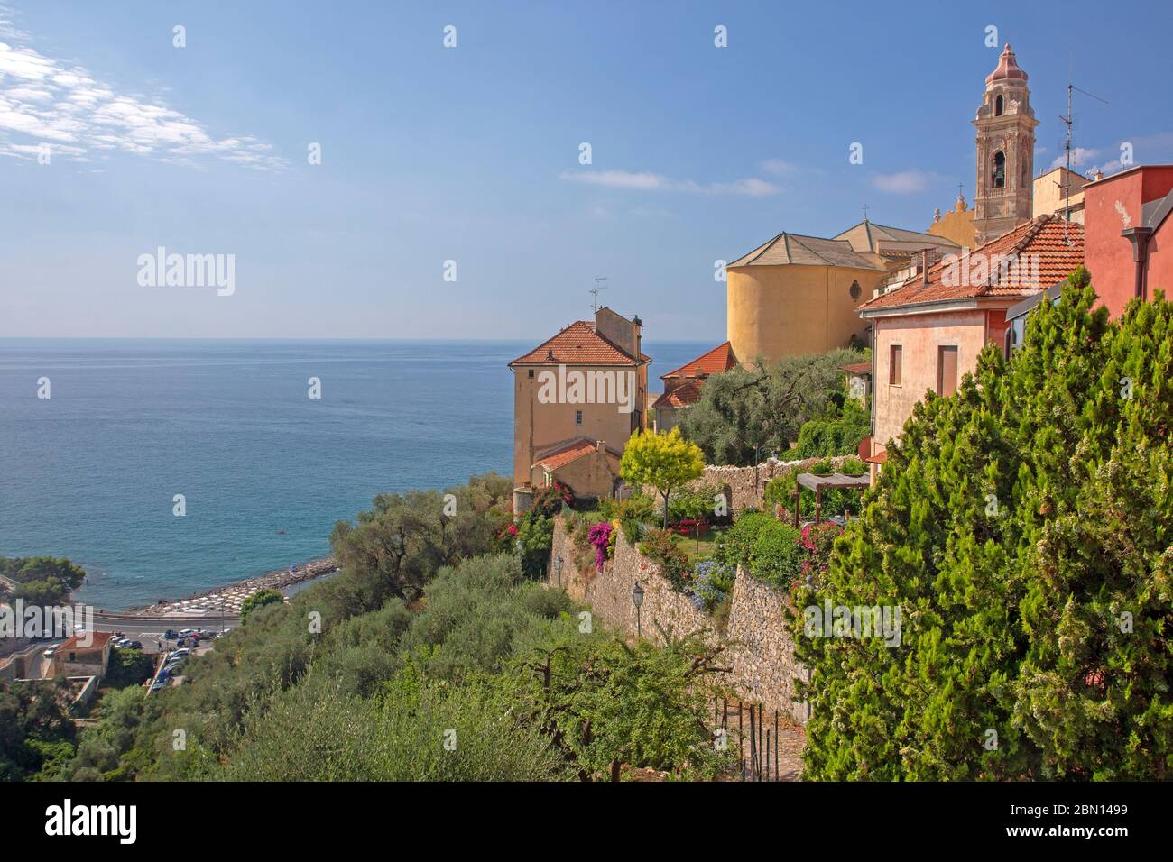 Cervo old town above the Ligurian Sea Stock Photo