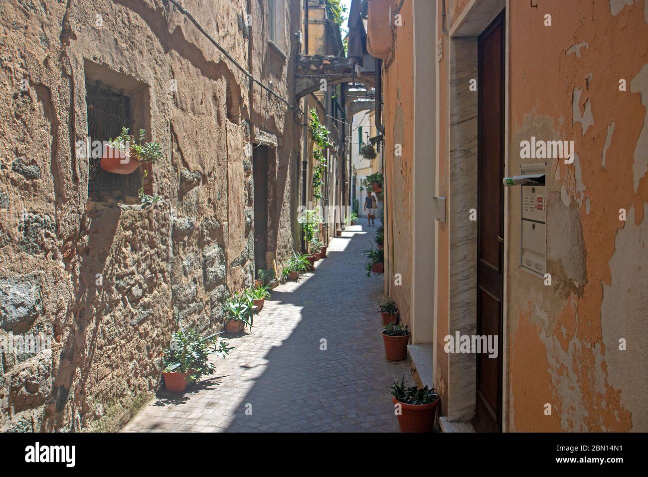 Lane in the Ligurian village of Noli Stock Photo