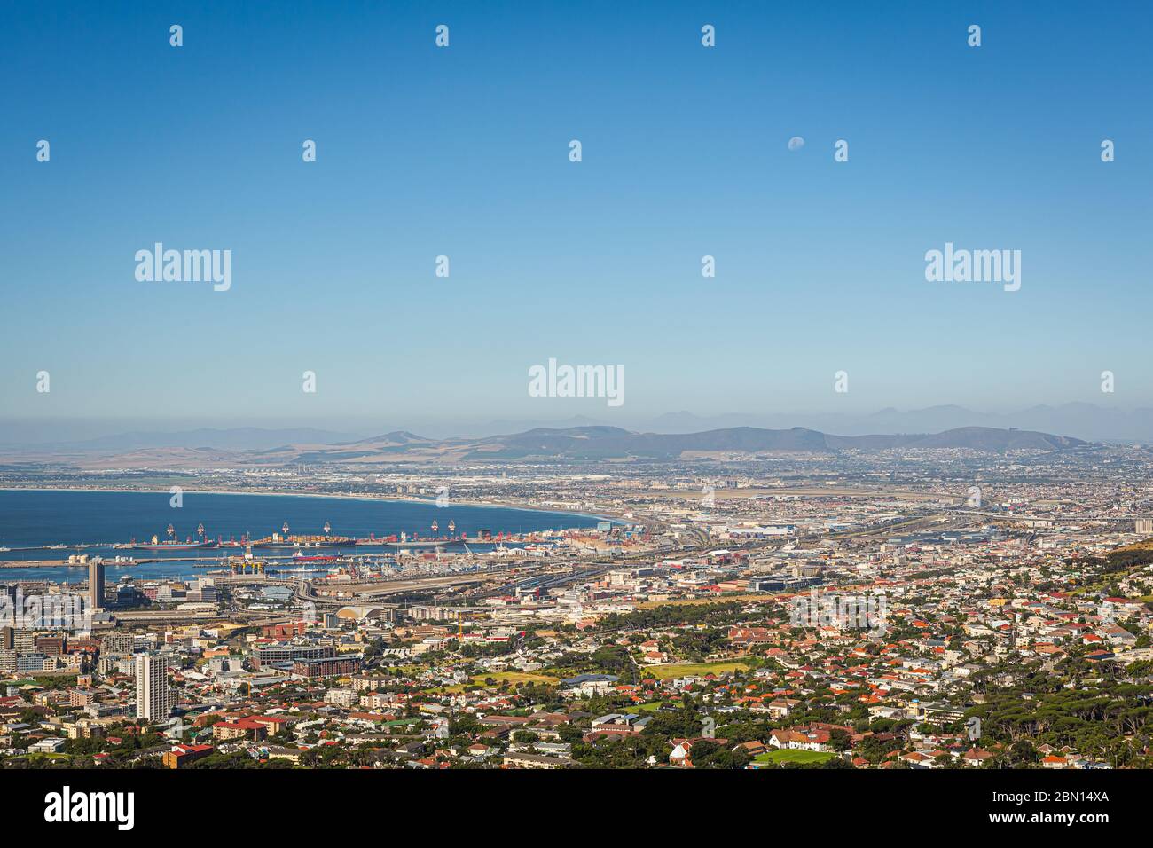 View of Cape Town from Table Mountain Hill Stock Photo