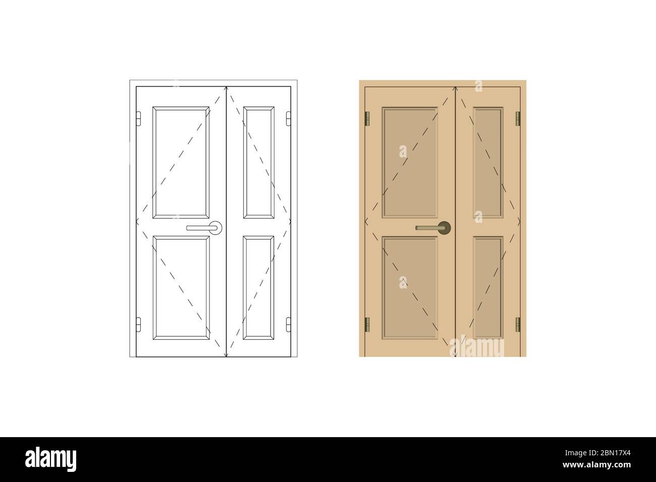 Modern Inside Door Blueprint Drawing Design Interior Vector Illustration Stock Vector Image Art Alamy