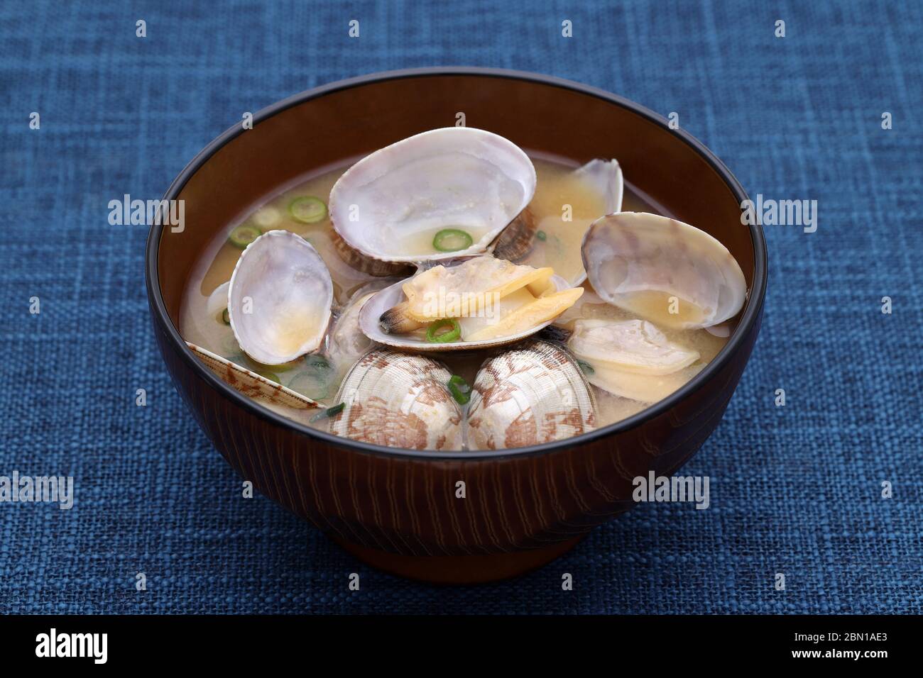 Japanese miso soup with asari clams in a bowl on table Stock Photo Alamy