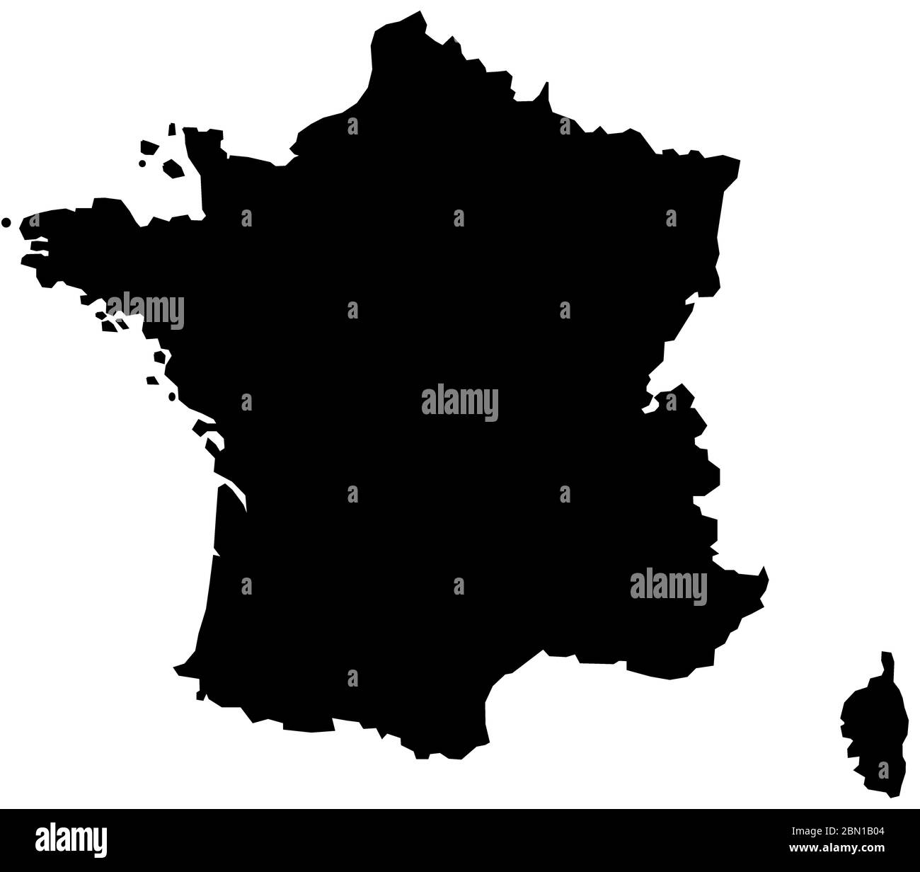 Map of France filled with black color Stock Photo