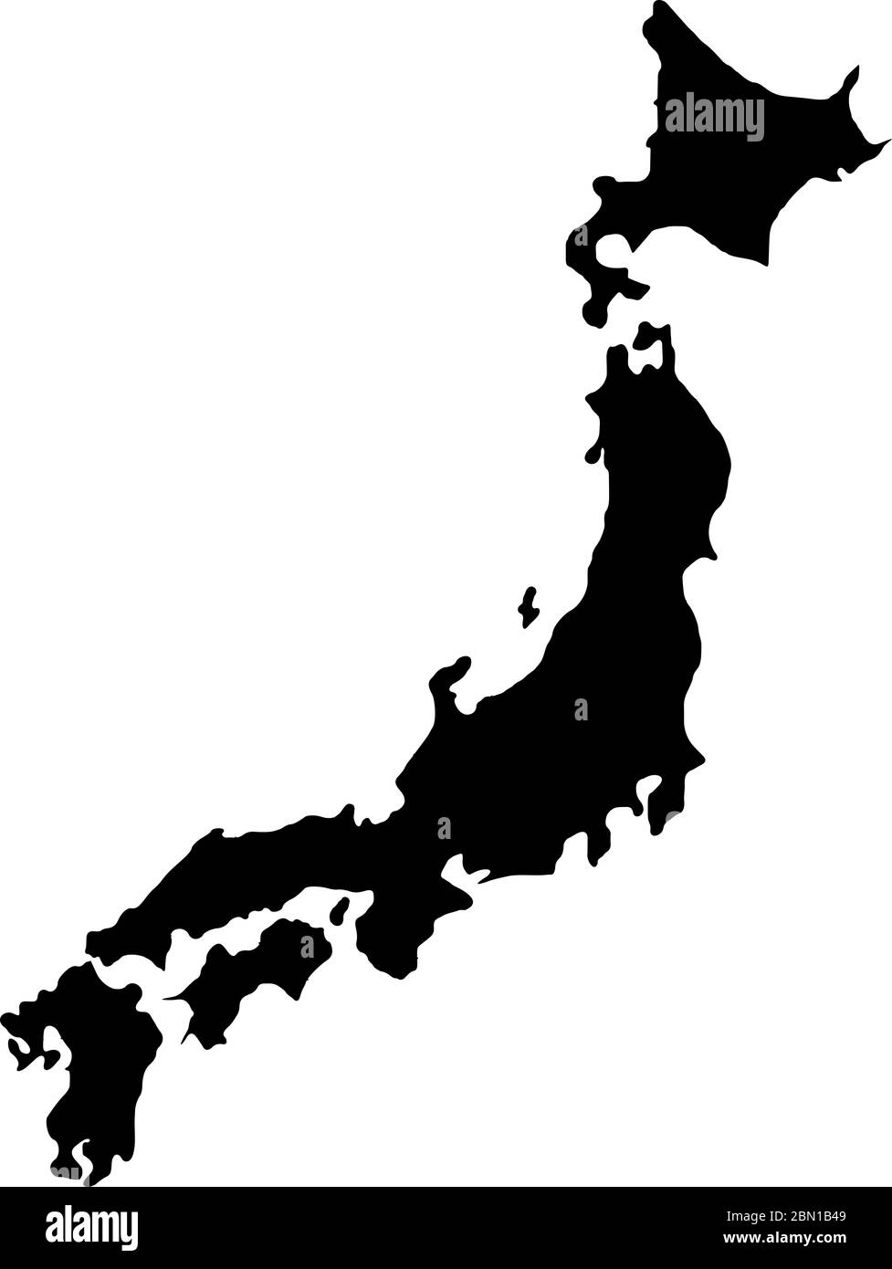 Map of Japan filled with black color Stock Photo