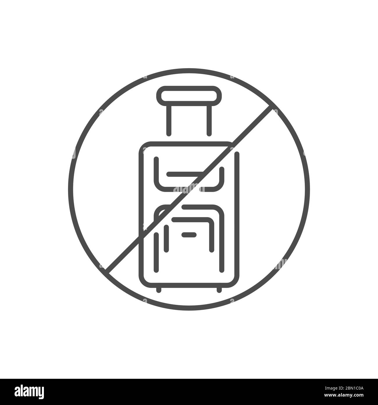 Avoid travel related vector thin line icon. Stock Vector
