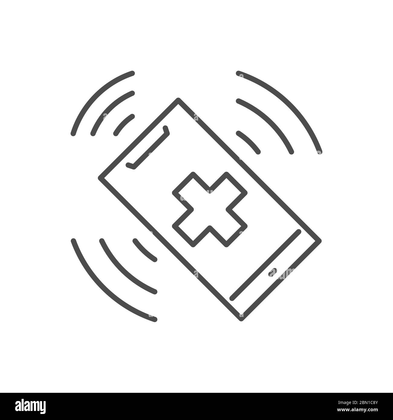 Call doctor related vector thin line icon. Stock Vector