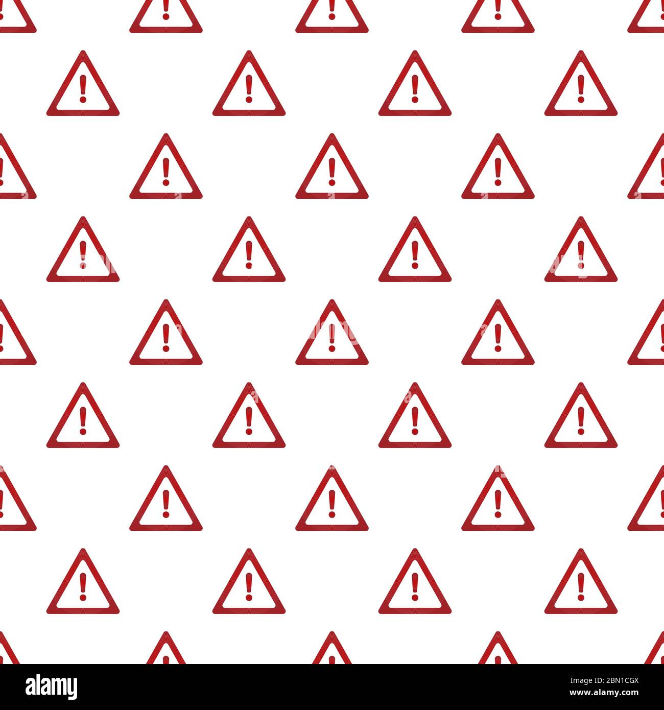 Hazard warning attention sign with exclamation mark repeat seamless pattern. Stock vector illustration Stock Vector