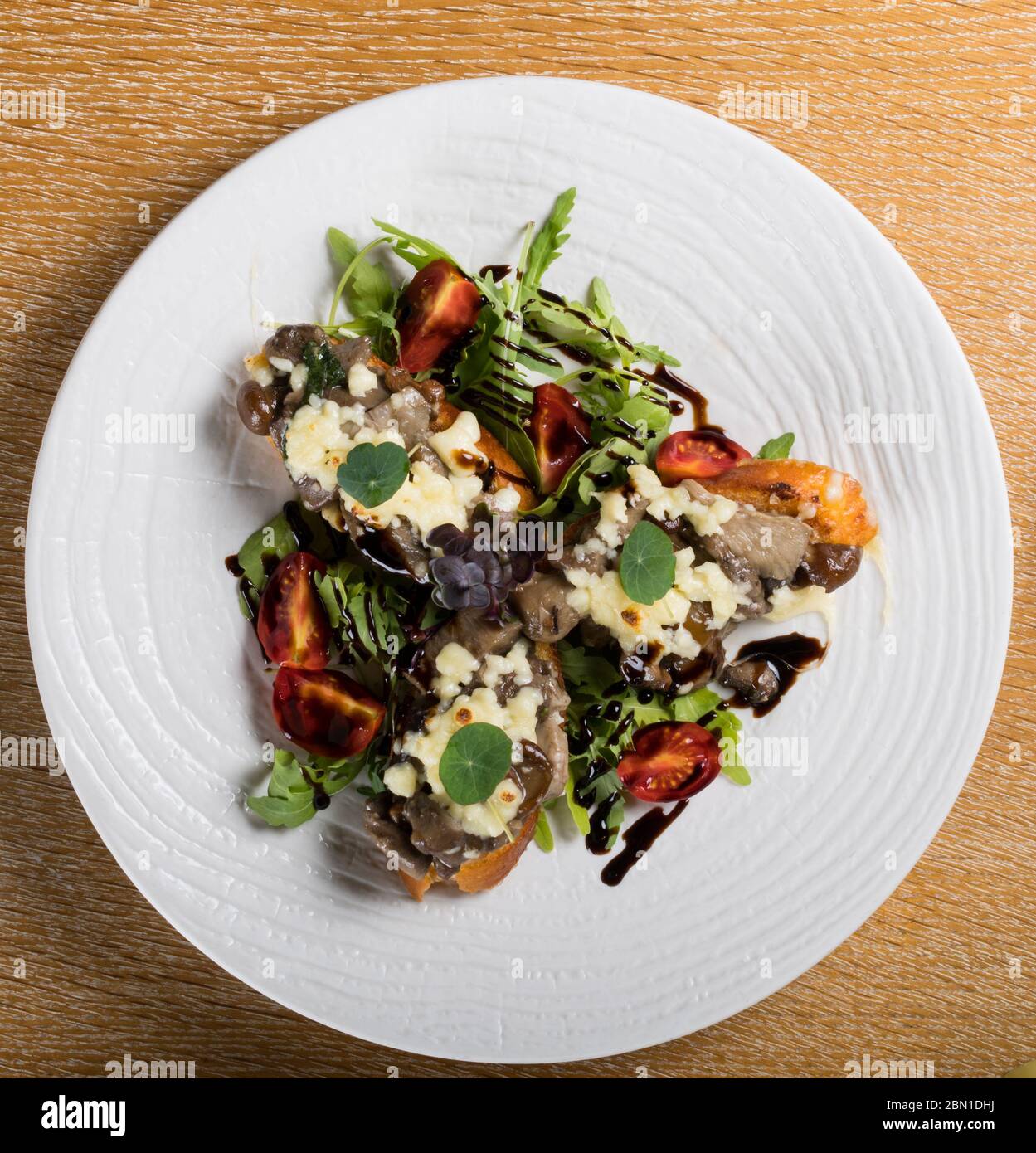 Crostini with saut ed forest mushrooms garlic basil and