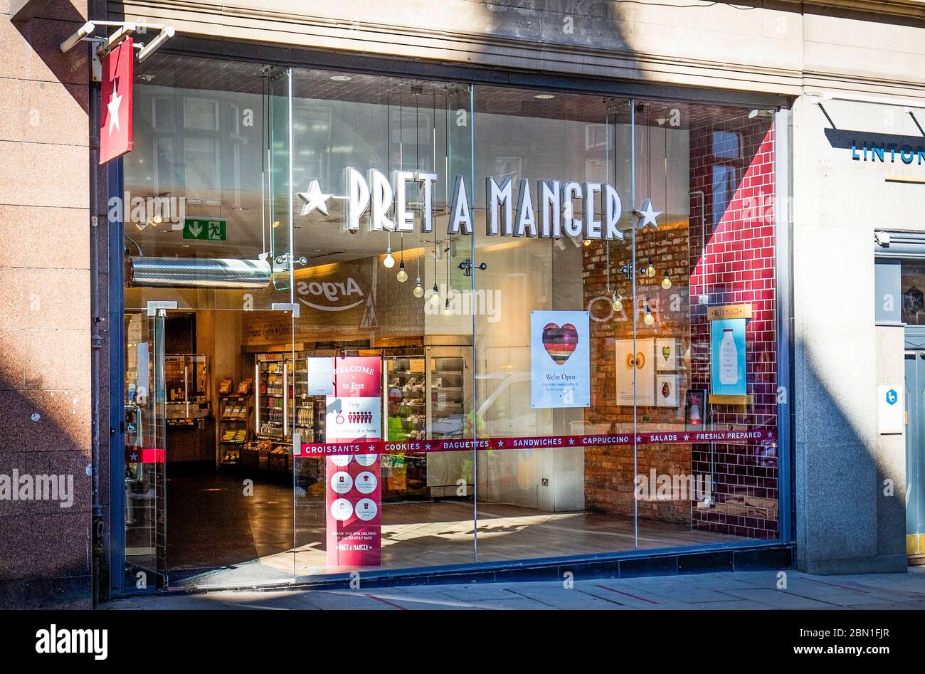 Pret A Manger coffee shop on North Bridge in Edinburgh as the UK