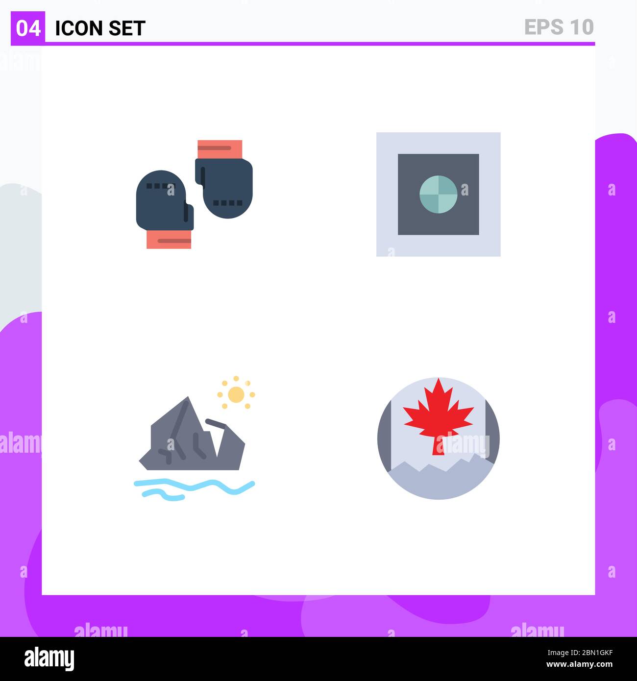 Pack of 4 Modern Flat Icons Signs and Symbols for Web Print Media such as boxing, ice, protective, safe, melting Editable Vector Design Elements Stock Vector