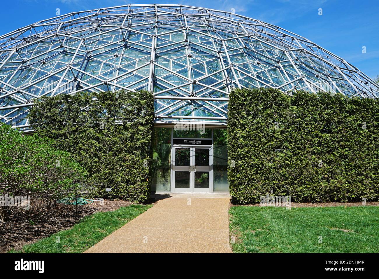 Exterior architecture and design of Climatron geodesic conservatory dome at 'MISSOURI BOTANICAL GARDEN' -Saint Louis town, MO Stock Photo
