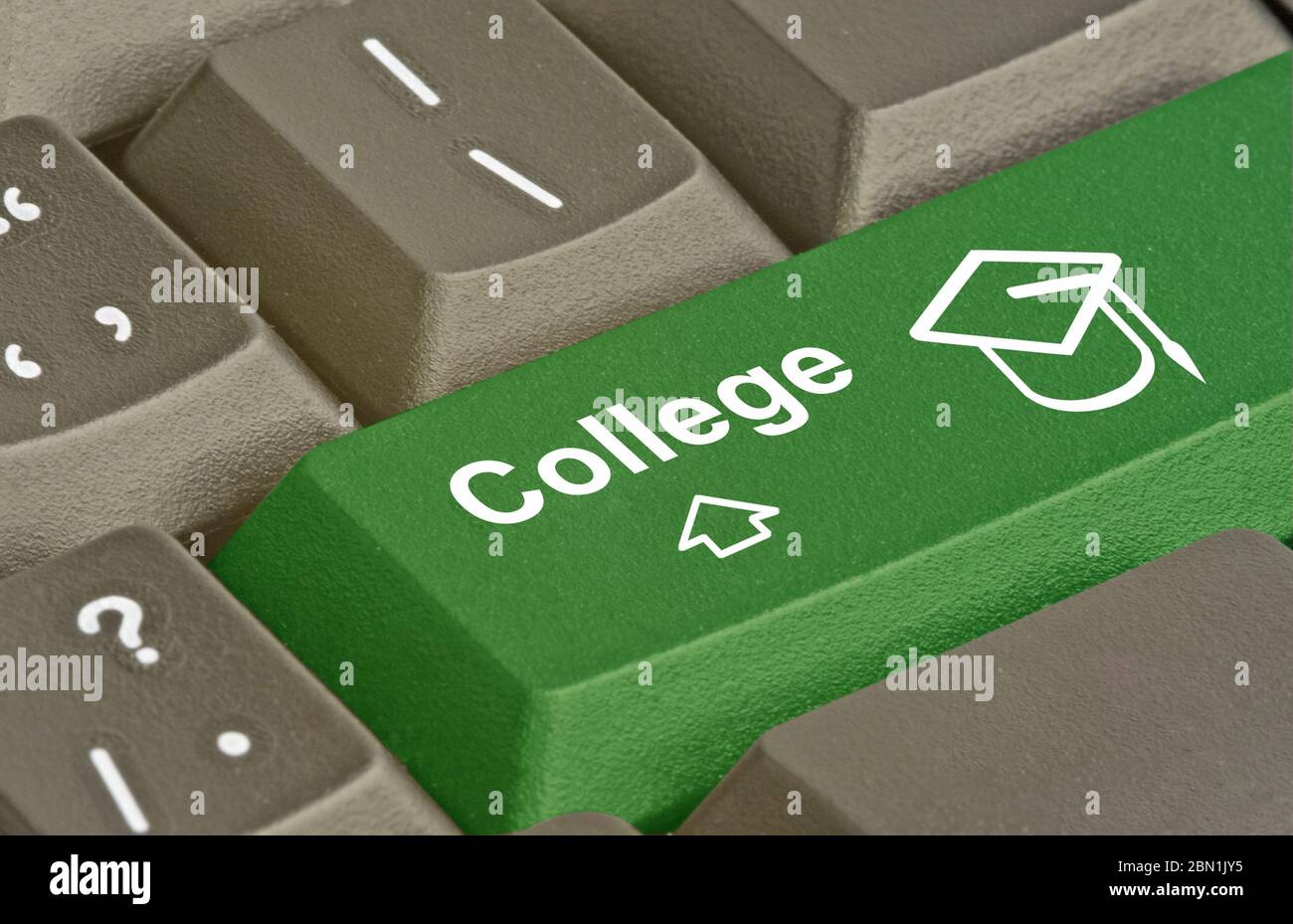 Green key for college admission Stock Photo