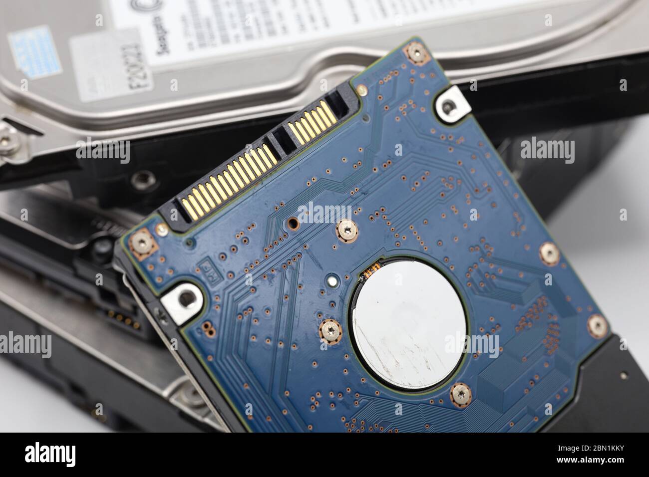 Hard disk isolated on a white background. Computer HDD Hard Disk Drive. Computer Storage Memory. Computer Solid State Drive. Stock Photo