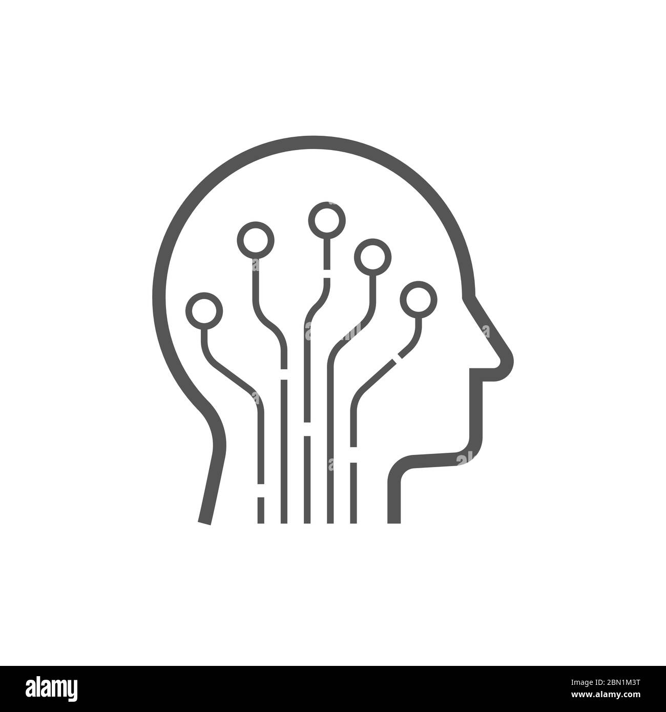 Head human smart technology logo vector. Brain human artificial logo type, icon vector, smart tech logo vector. AI concept logo. EPS 10 Stock Vector