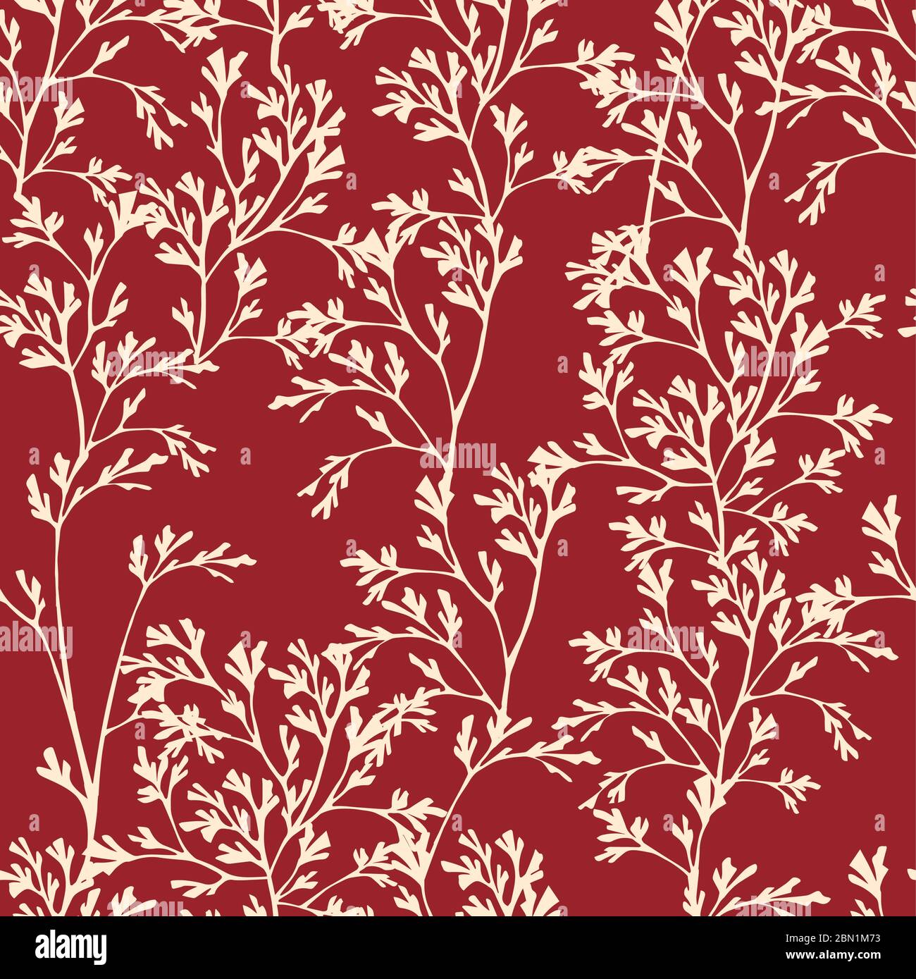 Seamless pattern of beige coral seaweeds silhouettes flat vector ...