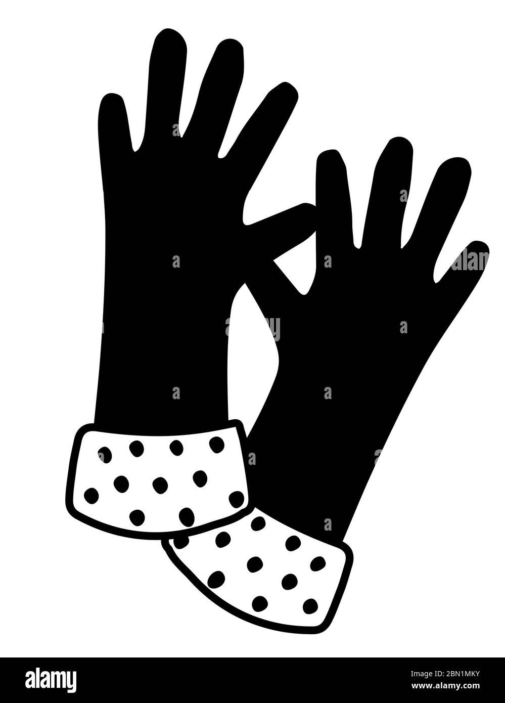 Pair of black silhouette gardening hand gloves protection equipment flat vector illustration isolated on white background Stock Vector