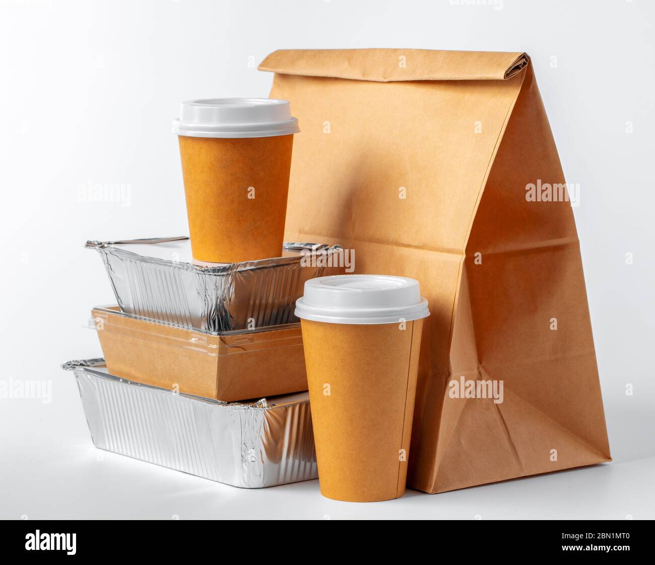Set of recyclable food packaging on white background Stock Photo Alamy