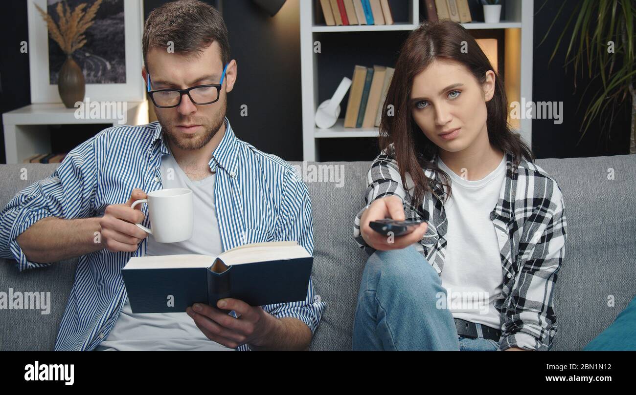 Spouses trying to divert themselves Stock Photo