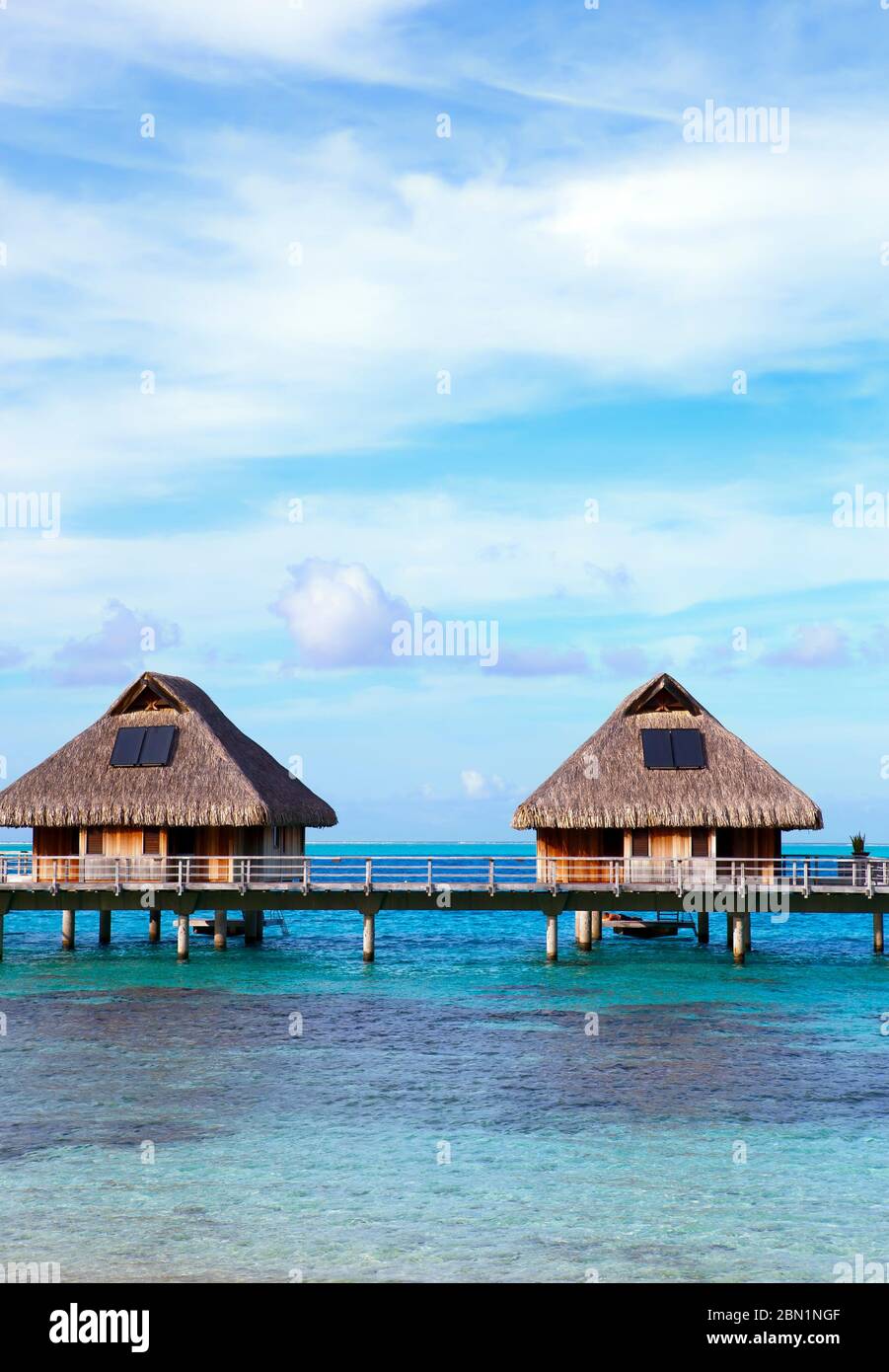 houses over water. Polynesia. Tahiti Stock Photo Alamy