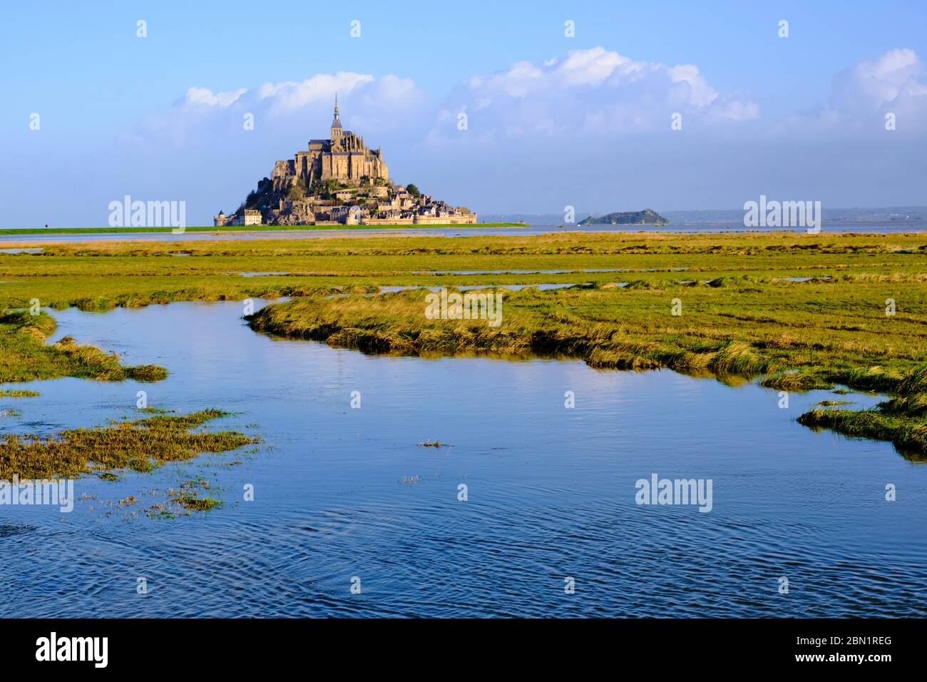 France, Normandy, Manche department, Bay of Mont Saint-Michel Unesco World Heritage, Abbey of Mont Saint-Michel Stock Photo