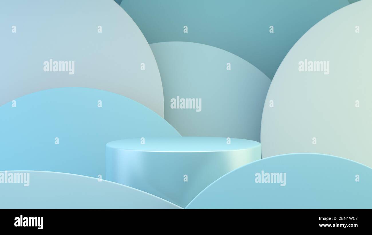 Blue platform with circles background 3d rendering Stock Photo - Alamy