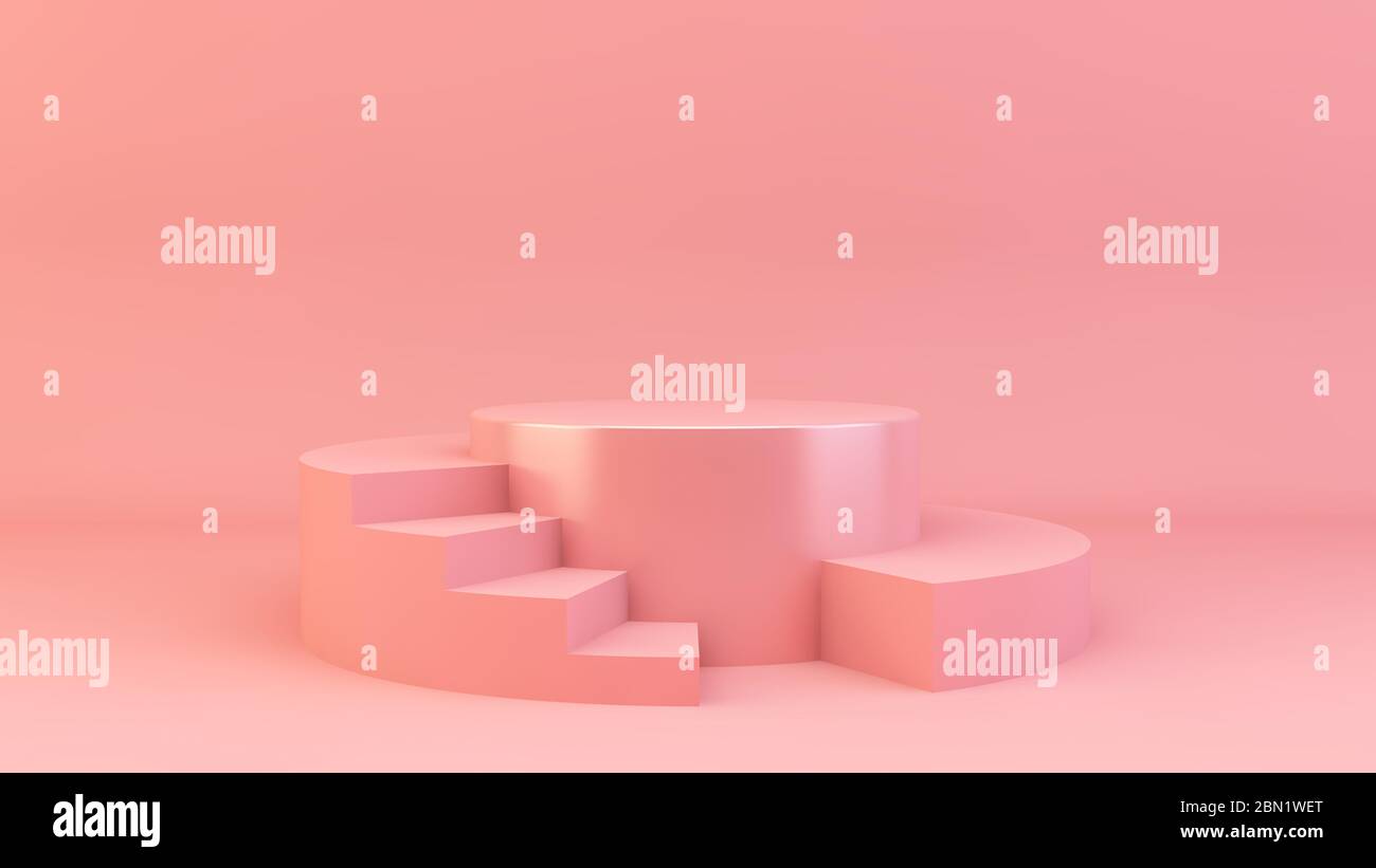 Pink platform for product presentation 3d rendering Stock Photo - Alamy