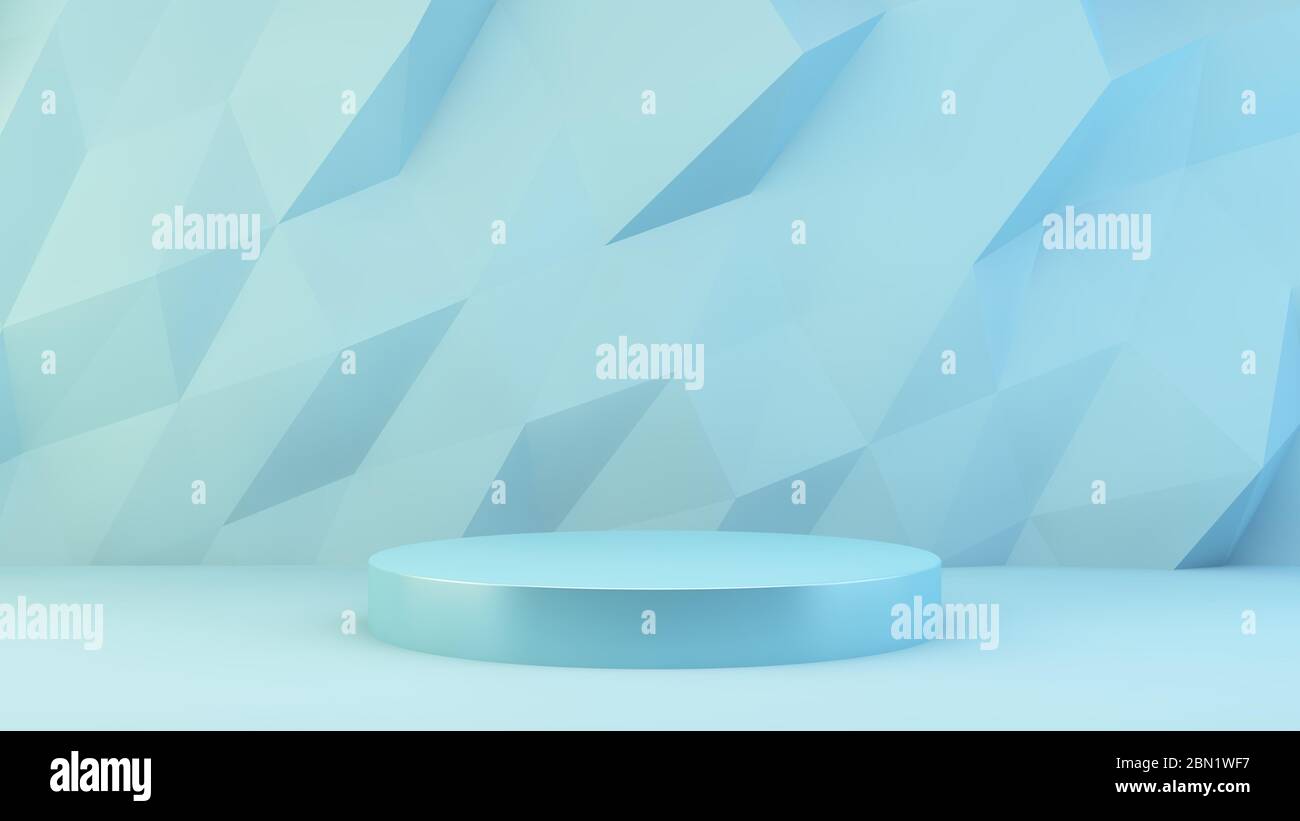 Blue platform with low poly background 3d rendering Stock Photo - Alamy