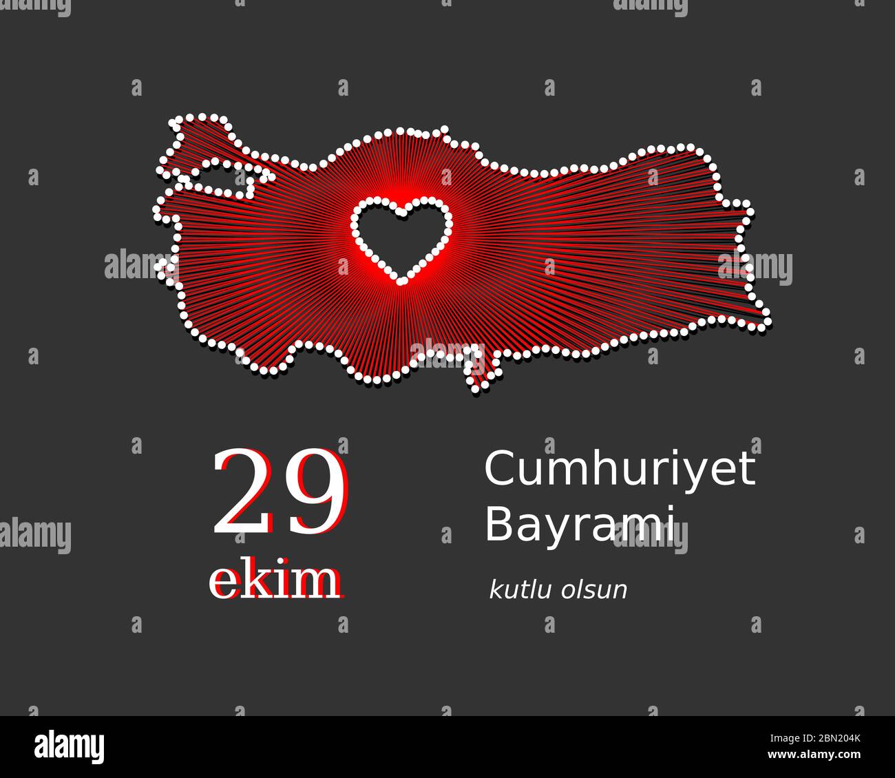Ataturk, turkish vector map concept. Cumhuriyet Bayrami, 29 ekim, kutlu olsun. Translation 29 october Republic Day of Turkey, happy holiday. Banner Stock Vector