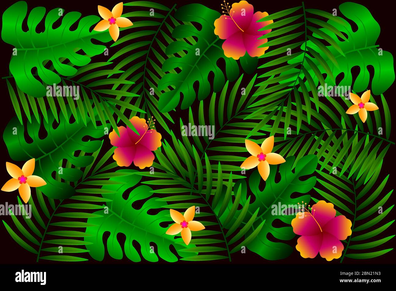 Abstract leaves background with flower free vector Stock Vector Image ...