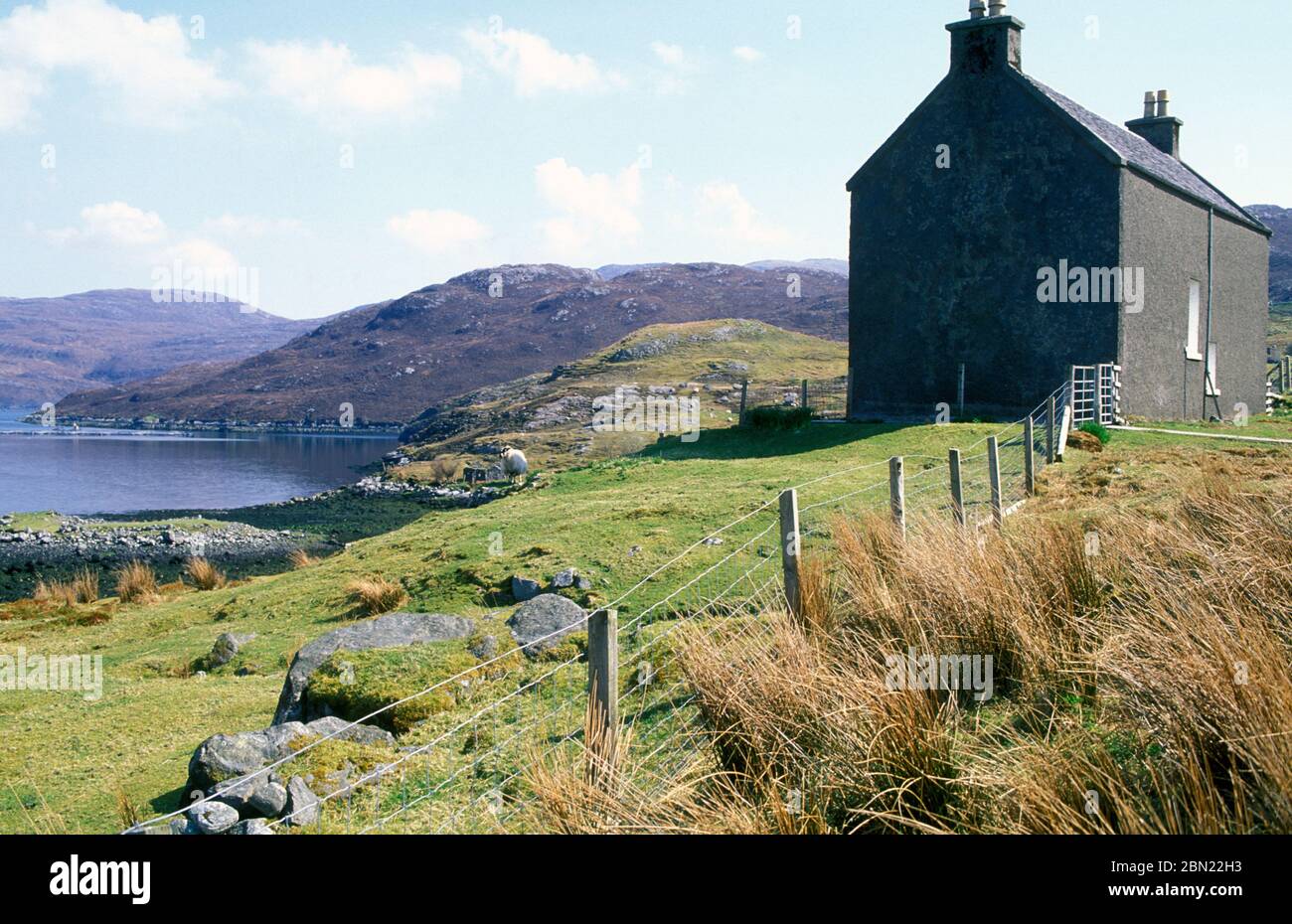 Remote house next to loch; Maraig; Harris; Outer Hebrides; Scotland