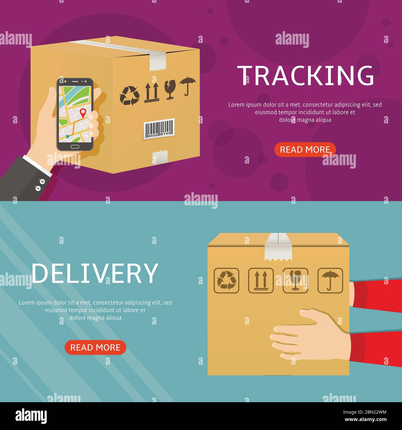 Delivery web banners flat design vector illustration Stock Vector