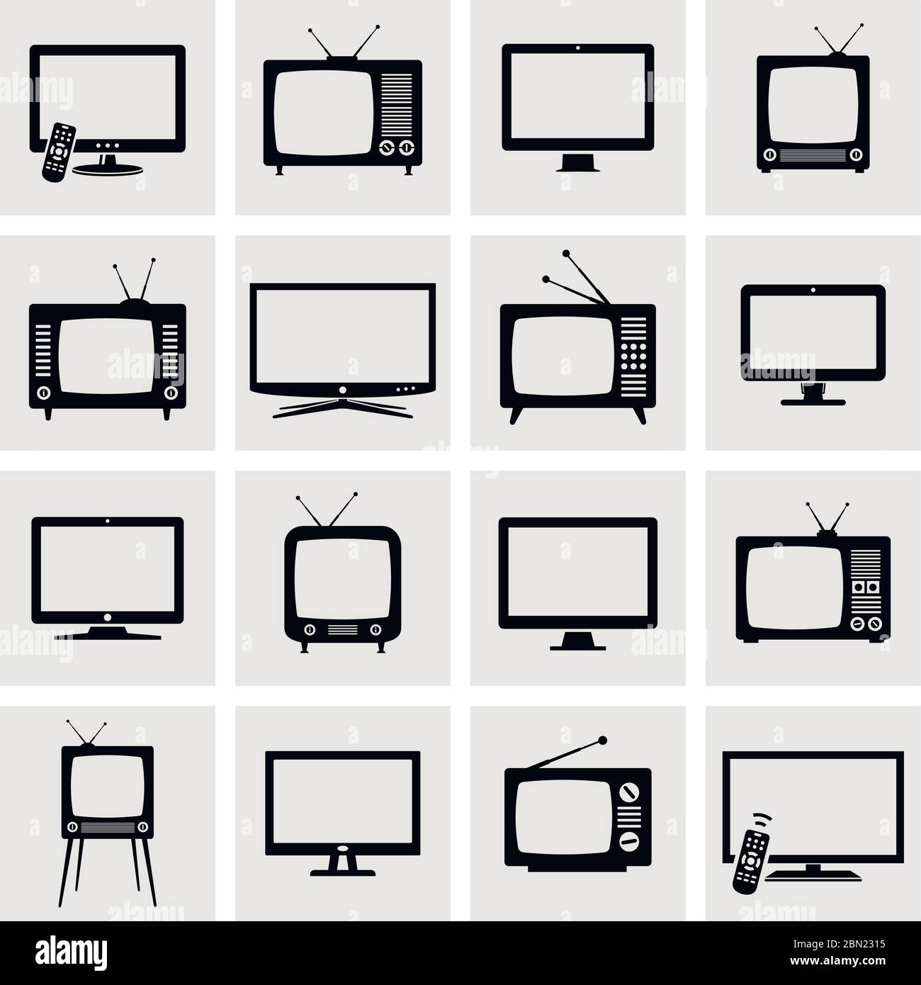 TV screens icons set Stock Vector