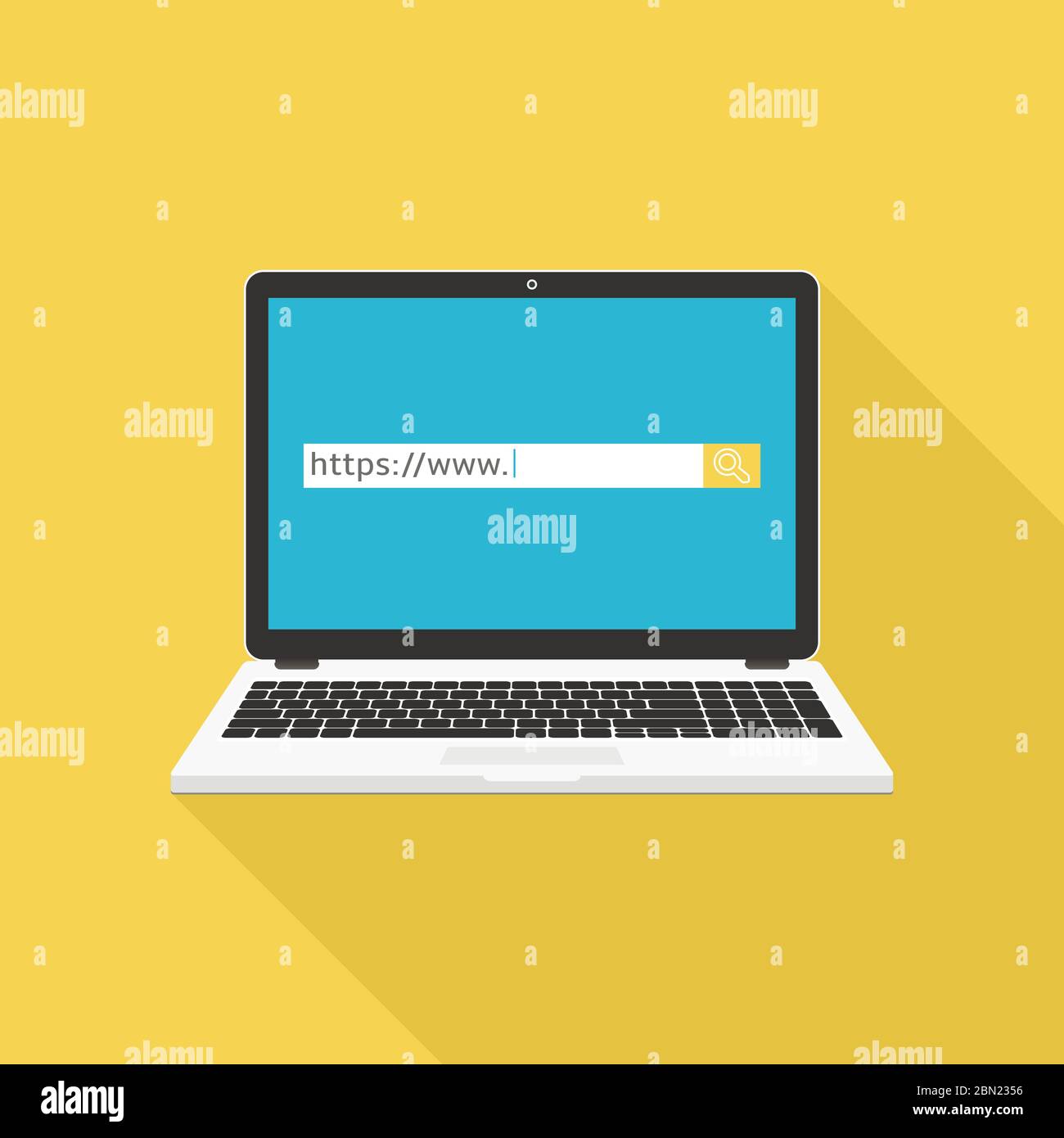 Browser window on laptop screen. Search concept. Vector illustration Stock Vector