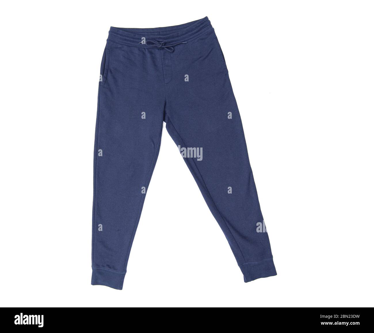Close-up blue sport pants, sweatpants, jogging for men isolated on white  background Stock Photo - Alamy