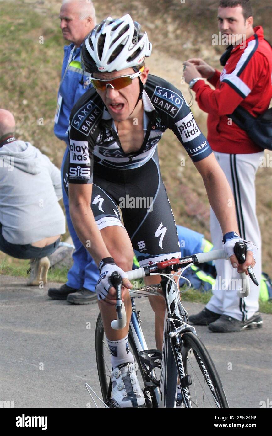 Chris Anker Sørensen of Saxo Bank During Tour d'Italie Mestre – Monte  Zoncolan (222 km) on May23, 2010 in Monte Zoncolan ,Italie - Photo Laurent  Lairys / DPPI Stock Photo - Alamy