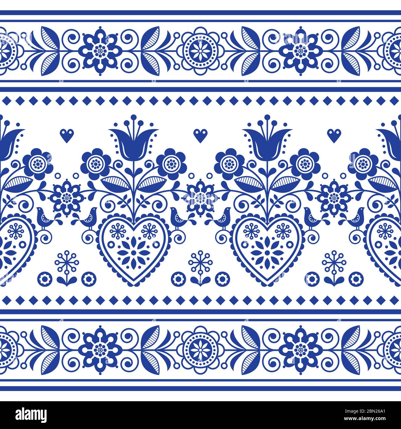 Scandinavian style seamless vector pattern with flowers, Nordic