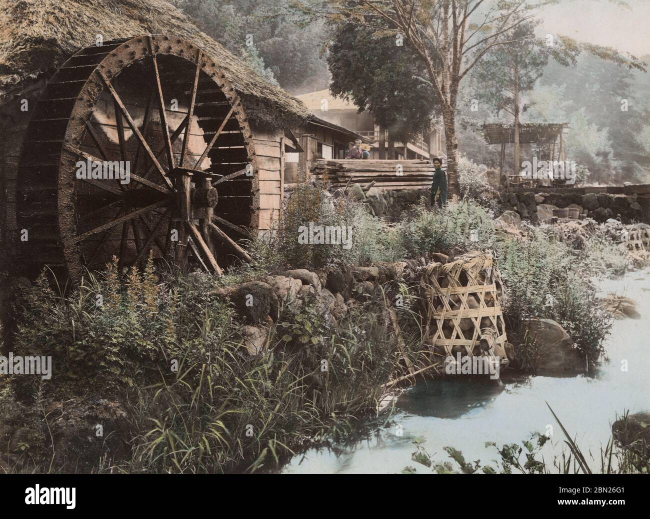 Water wheel, mill wheel on a Japanese farm Stock Photo - Alamy