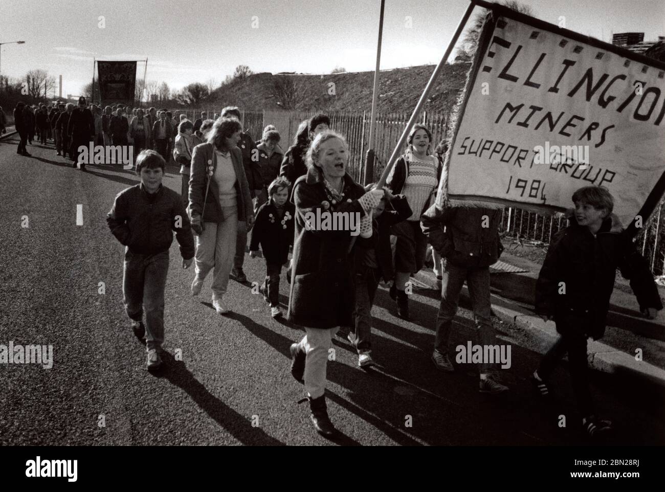 March back to work on 5 March 1985 at end of miners strike; Ellington Colliery; Northumberland; NE England Stock Photo