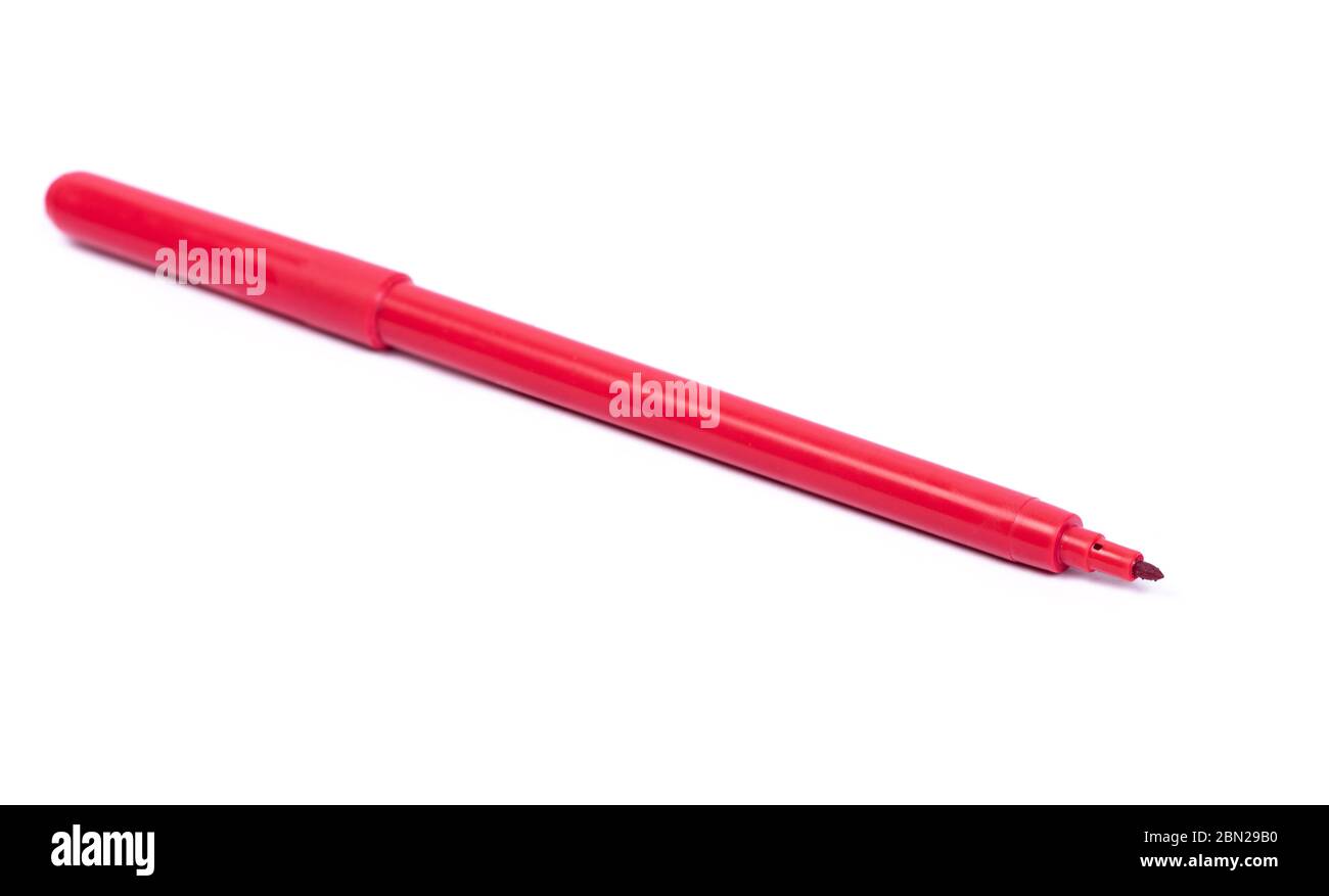 Red felt pen isolated on white background Stock Photo