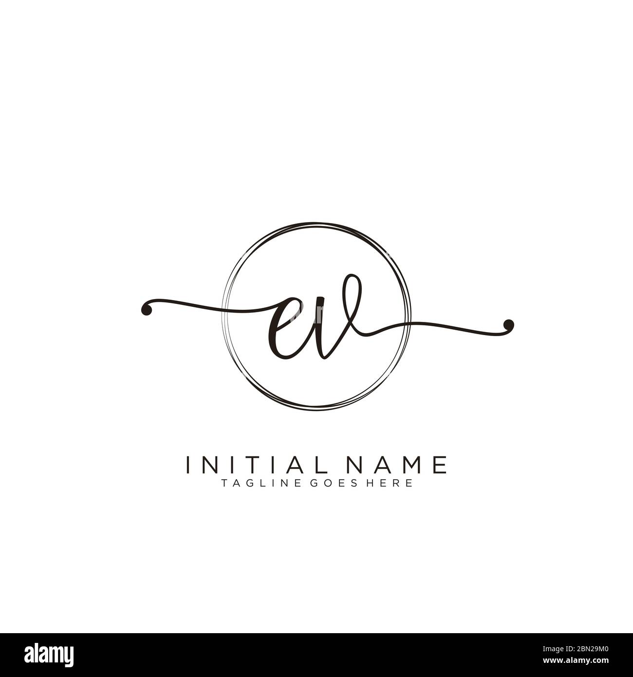 Initial EV handwriting logo with circle template vector Stock Vector ...