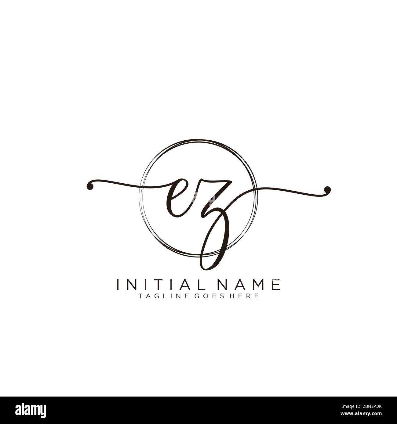 Initial EZ handwriting logo with circle template vector Stock Vector ...