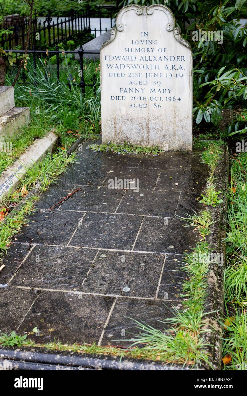 Grave of Edward Wadsworth, ARA in Brompton Cemetery, Kensington, London; one of the 'Magnificent Seven' London cemeteries. Stock Photo