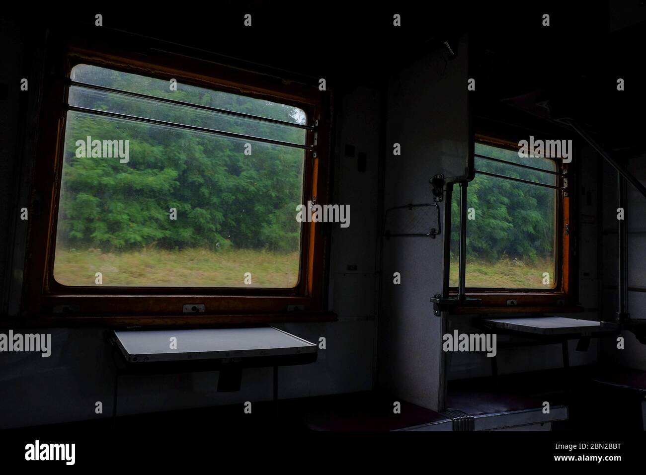 Nature in motion from the train window. Train window Stock Photo - Alamy