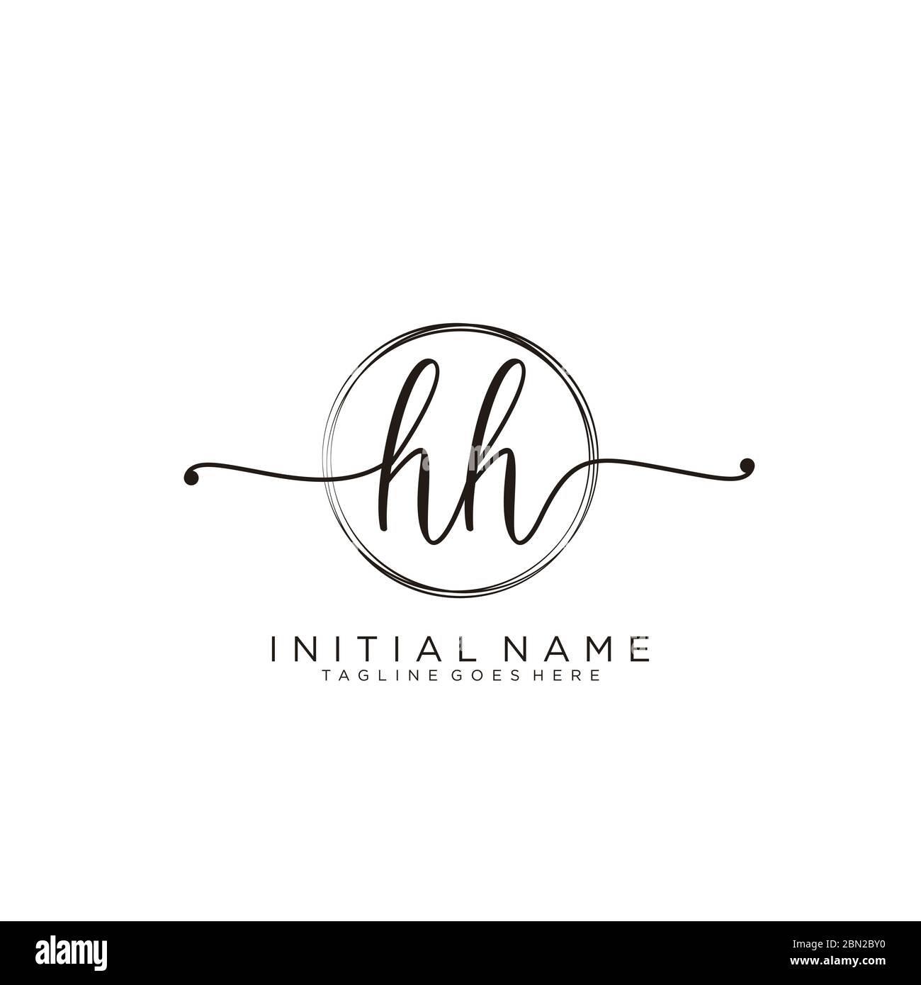 Initial HH handwriting logo with circle template vector Stock Vector ...