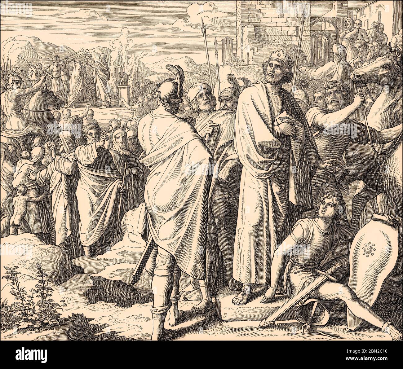 Rehoboam and Jeroboam I, Old Testament, by Julius Schnorr von Carolsfeld Stock Photo