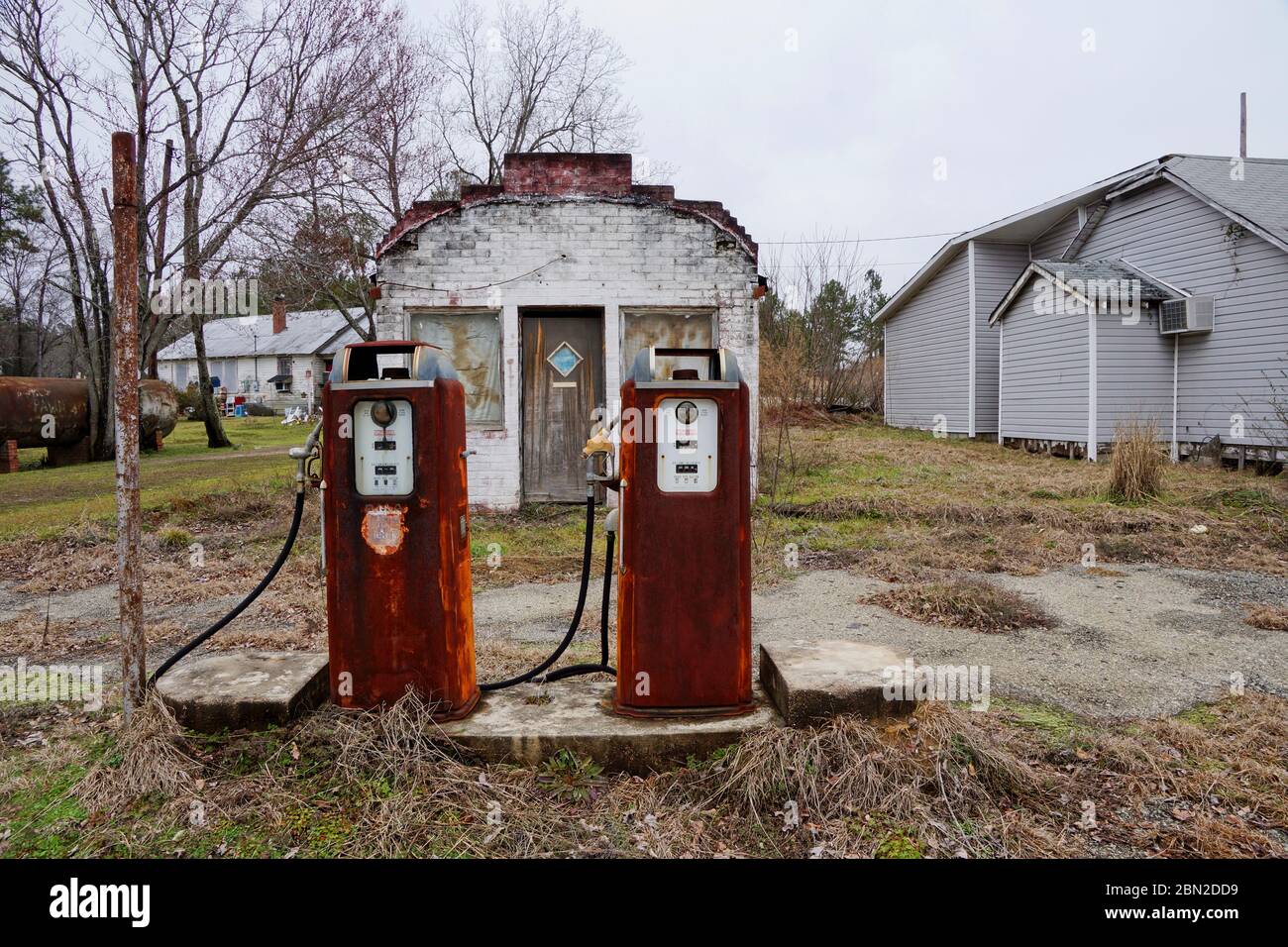 Twin City USA 1 March 2015 Old gas station in Twin City in