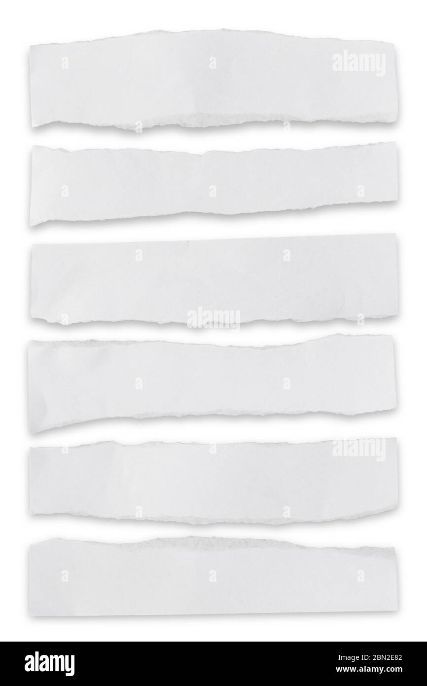 Collection of white paper tear isolated on white background. with clipping path Stock Photo