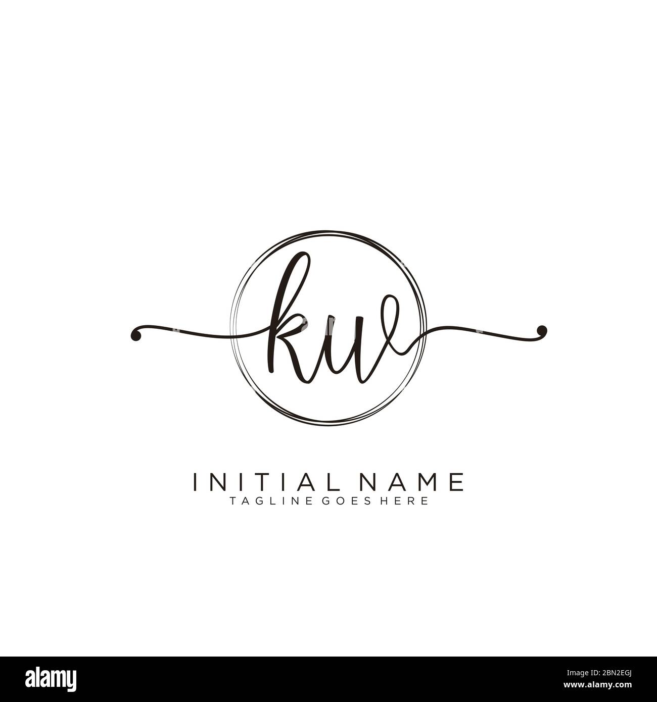 Initial KW Handwriting Logo With Circle Template Vector Stock Vector