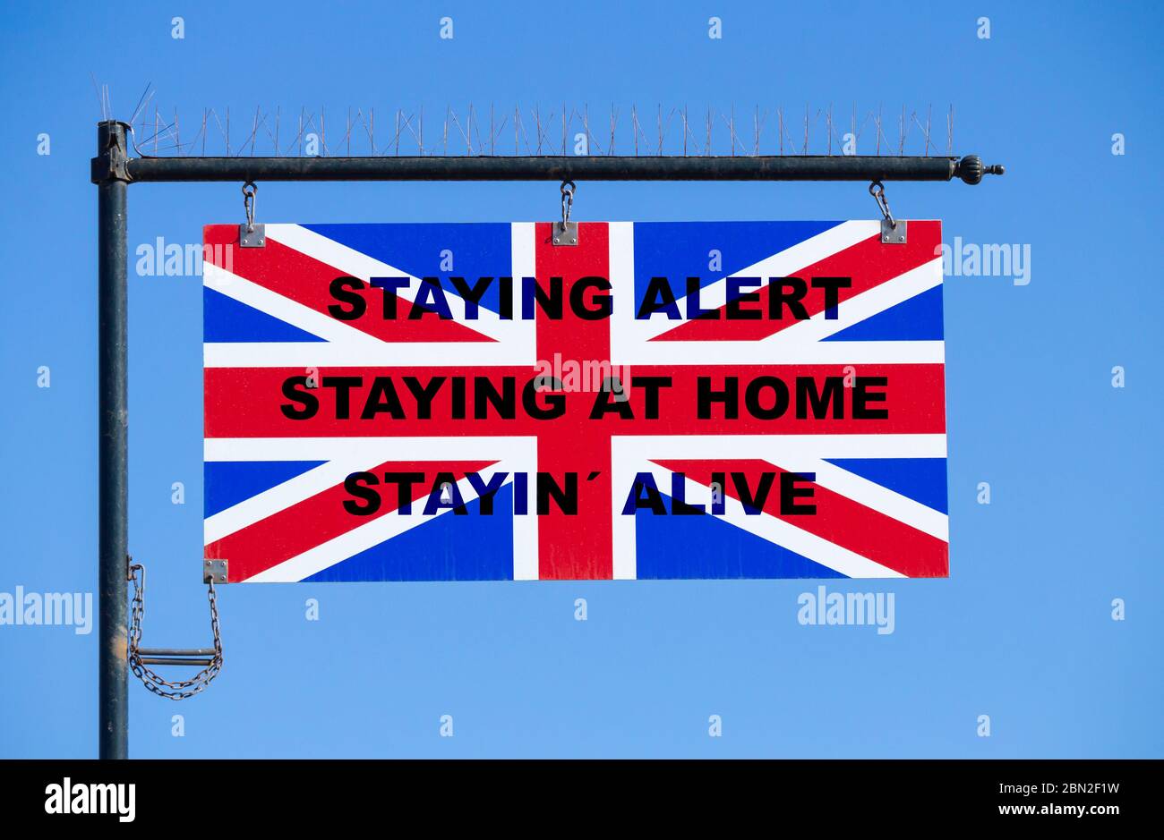 Stay Alert on Union Jack flag. Coronavirus, Covid 19, stay at home concept Stock Photo