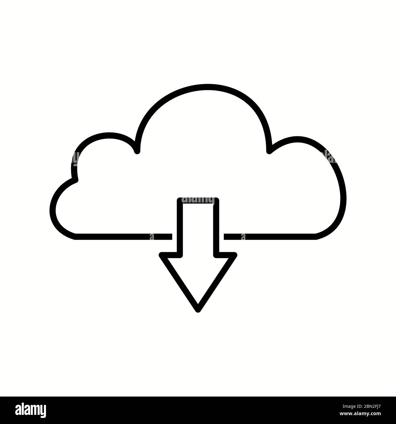 beautiful cloud with down arrow line black icon Stock Vector Image ...