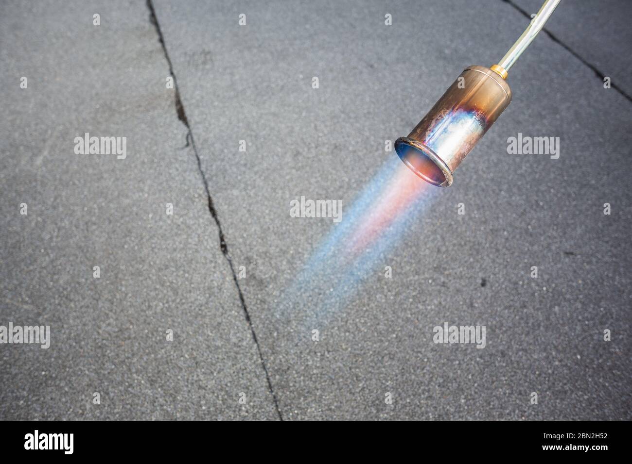 Burning nozzle of a large gas torch Stock Photo